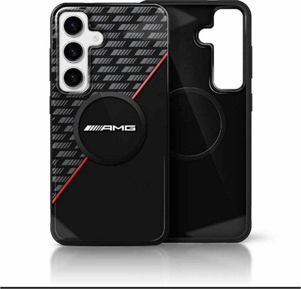 AMG Double Layer Rhombs MagSafe Case for Samsung Galaxy S25 Black/Red