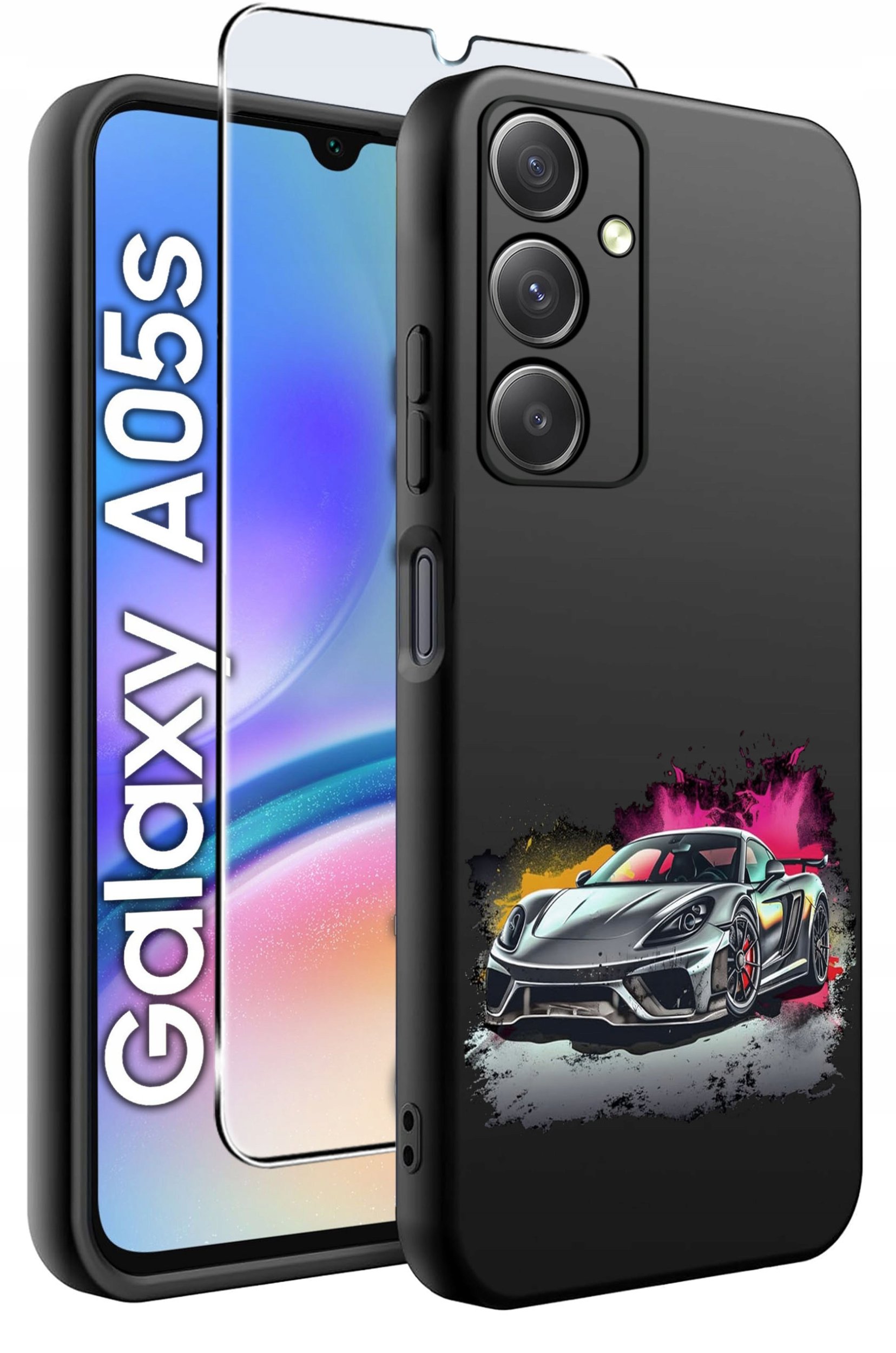 ETUI do Samsung A05s WZORY | SILIKONOWE MATT CASE + SZKŁO 9H