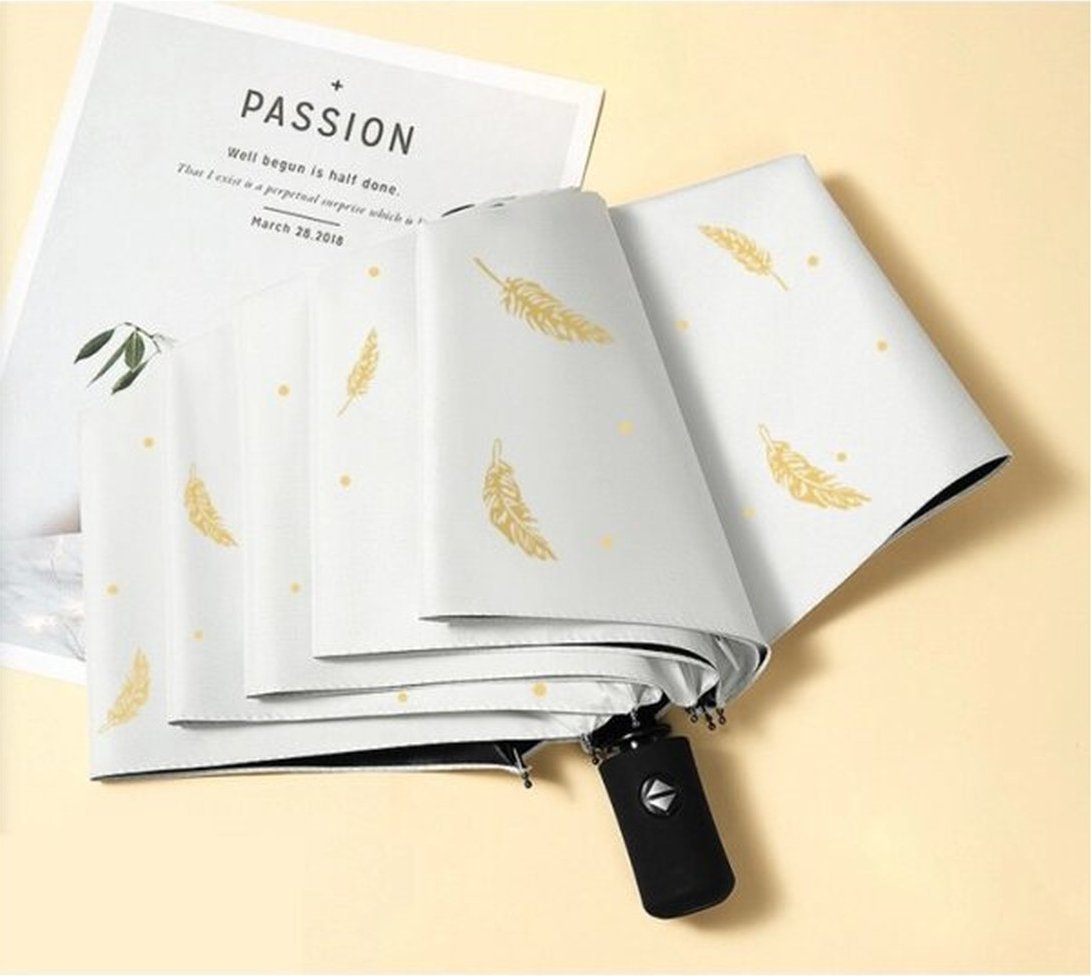 Ecarla Parasolka PAR08 Złote listki biała