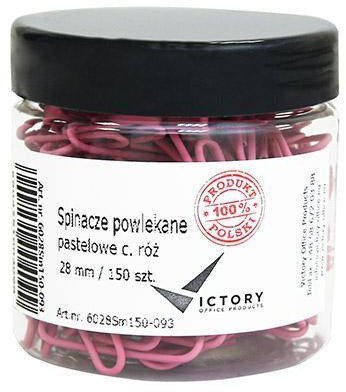 Victory Office Product SPINACZE BIUROWE VICTORY OFFICE 28MM 150 SZT. OKRĄGŁE PASTELOWE CIEMNORÓŻOWE SŁOIK MAŁY