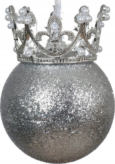 Kaemingk Bombka na choinkę piankowa 8x10cm brokatowa ze srebrną koroną