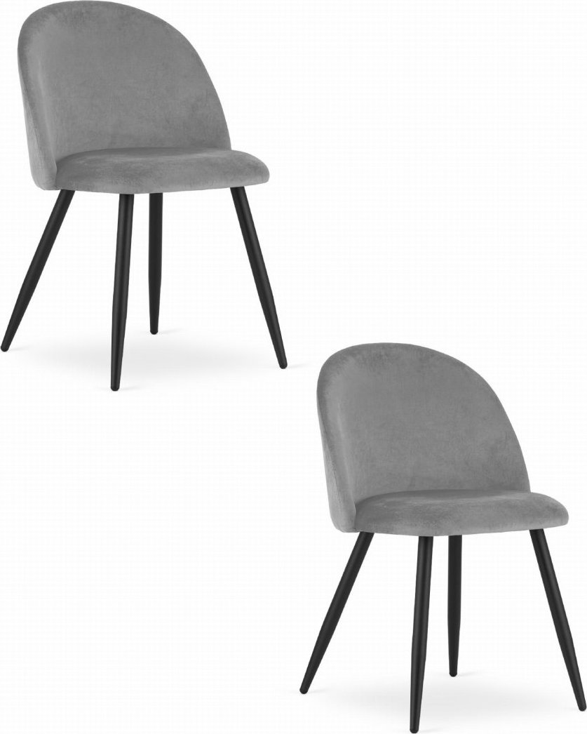Krzesło BELLO - aksamit jasnoszare / nogi czarne x 2