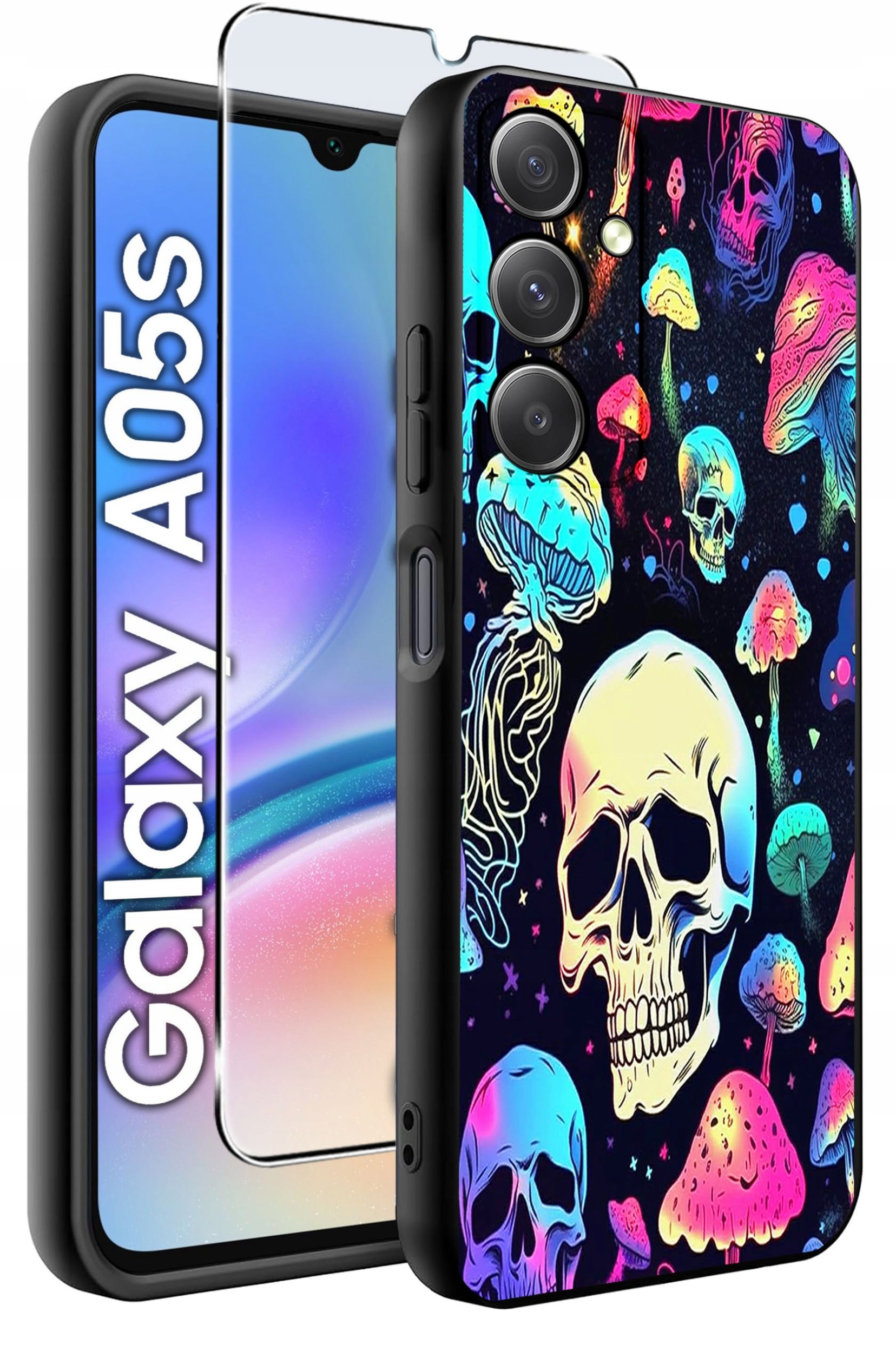 ETUI do Samsung A05s WZORY | SILIKONOWE MATT CASE + SZKŁO 9H