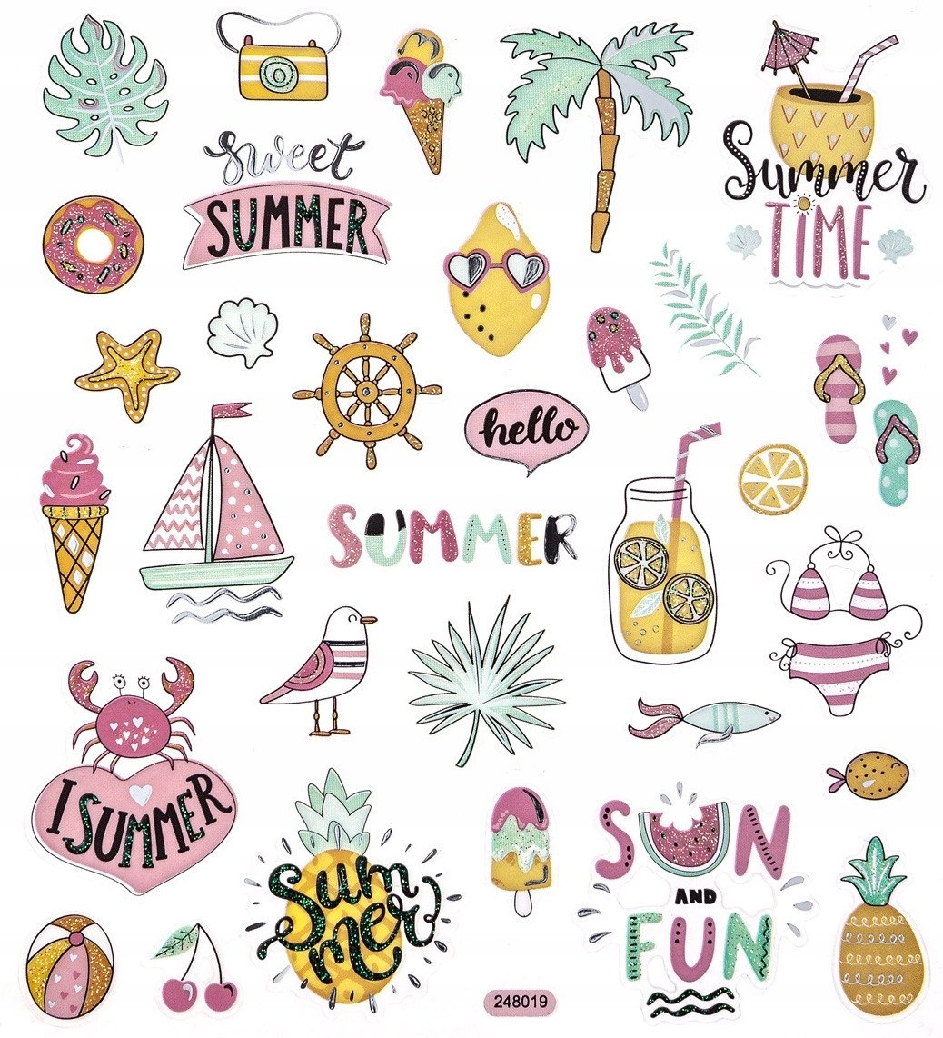 Naklejki z brokatem wakacje 32szt