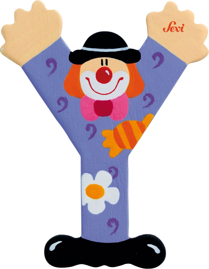 Sevi Drewniana literka Y, Klaun (81761)