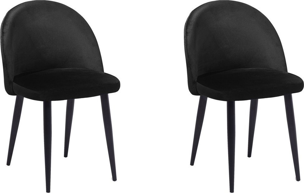 Beliani Zestaw 2 krzeseł welurowy czarny VISALIA