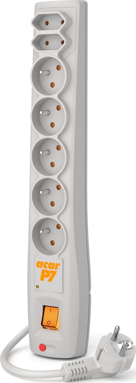 Listwa zasilająca Acar P7 przeciwprzepięciowa 7 gniazd 1.5 m szara (W0117)