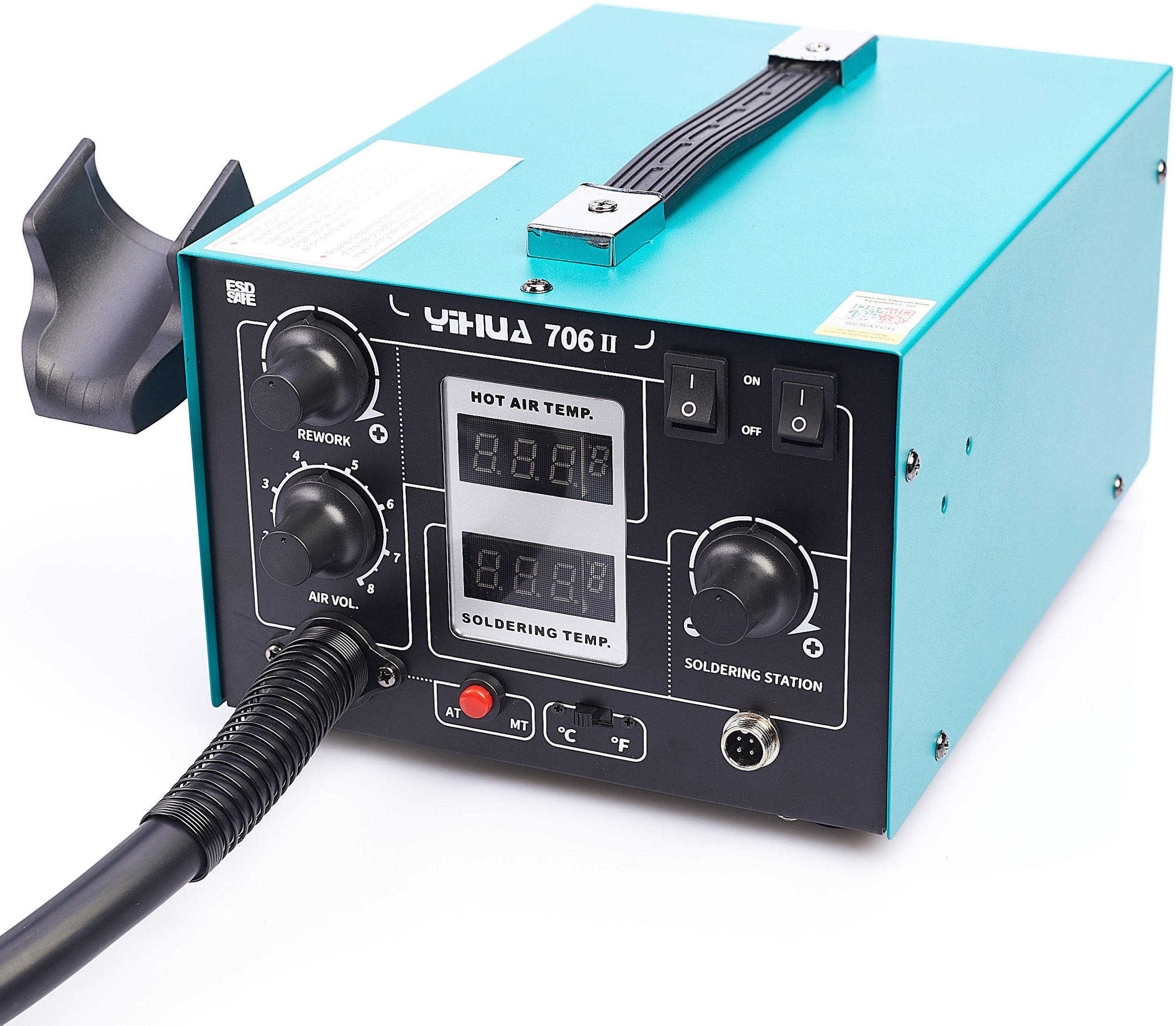 Stacja Lutownicza 2w1 Hot Air Lutownica T12 Yihua 706 II Uchwyt na Kolbe