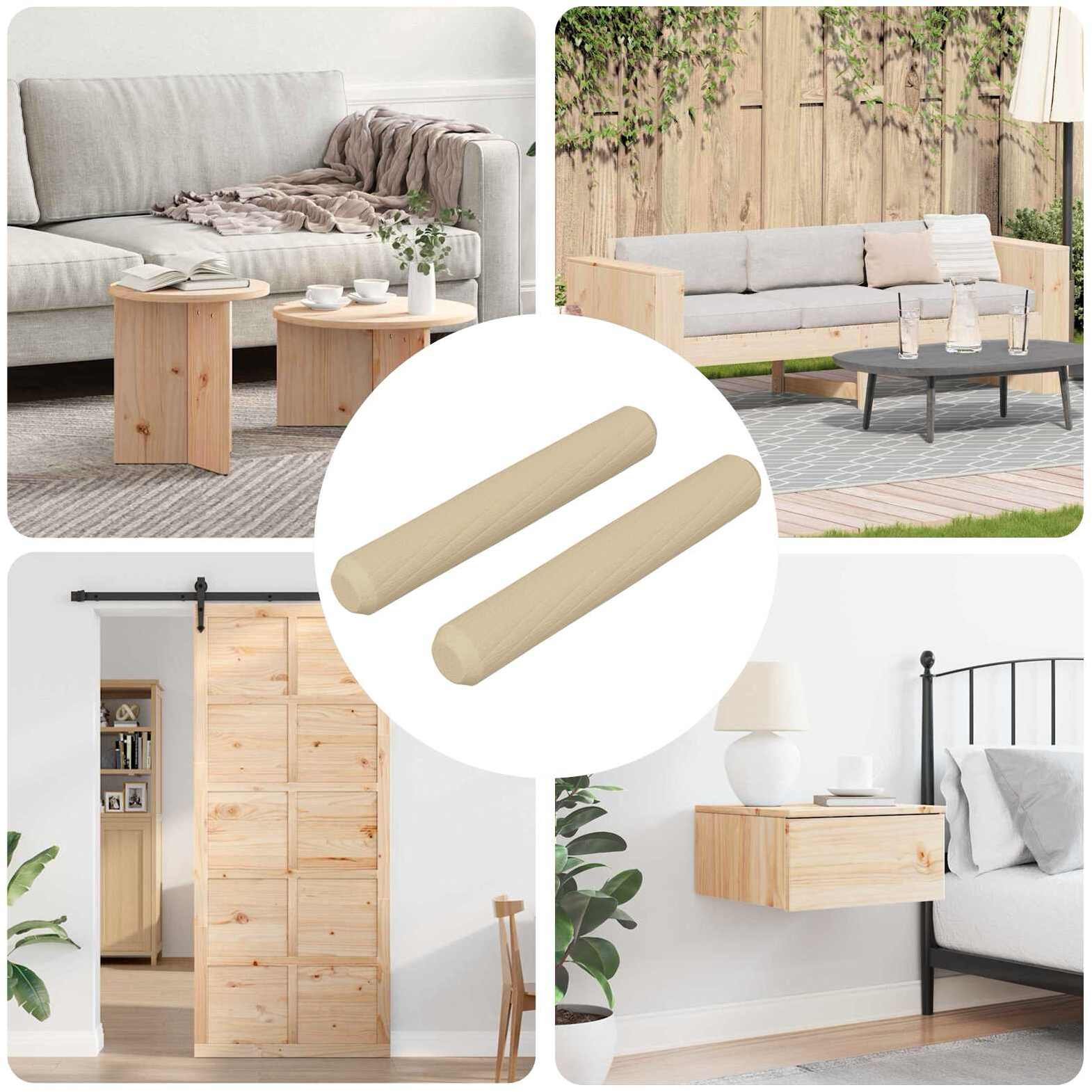 vidaXL Drewniane kołki 2 pcs Brązowy 8 x 50 mm Lekkie drewno