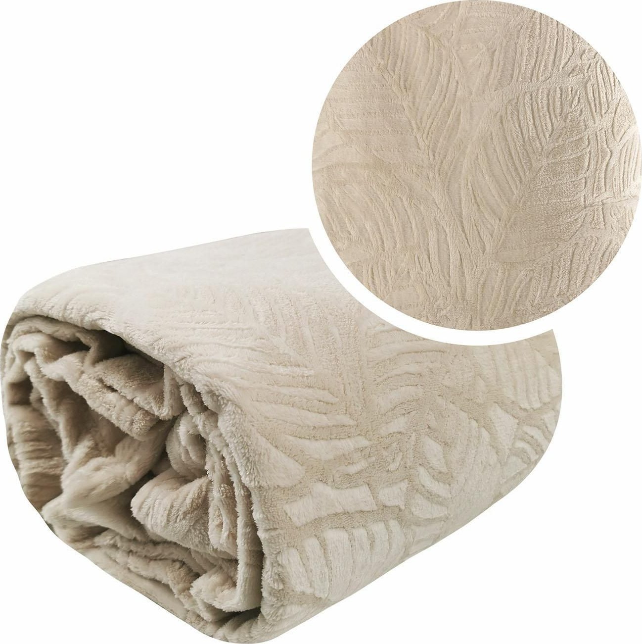 kontrast Miękki gruby koc tłoczony jak narzuta PALOMA 200x220 beżowy