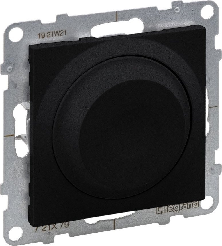 Legrand SUNO - Ściemniacz obrotowy - 240 V~ - 50 Hz - 5 - 75 W ( 10 lamp maks.) dla lamp LED z opcją ściemniania - bez zacisku neutralnego, Czarny - L