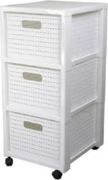 Rotho Regał na kółkach z 3 szufladami Country biały