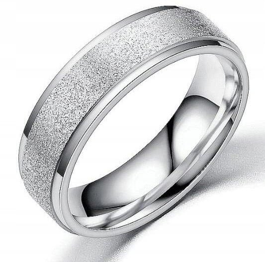 SRBERNY PIERŚCIONEK OBRĄCZKA ŚLUBNA STAL 316L r.28