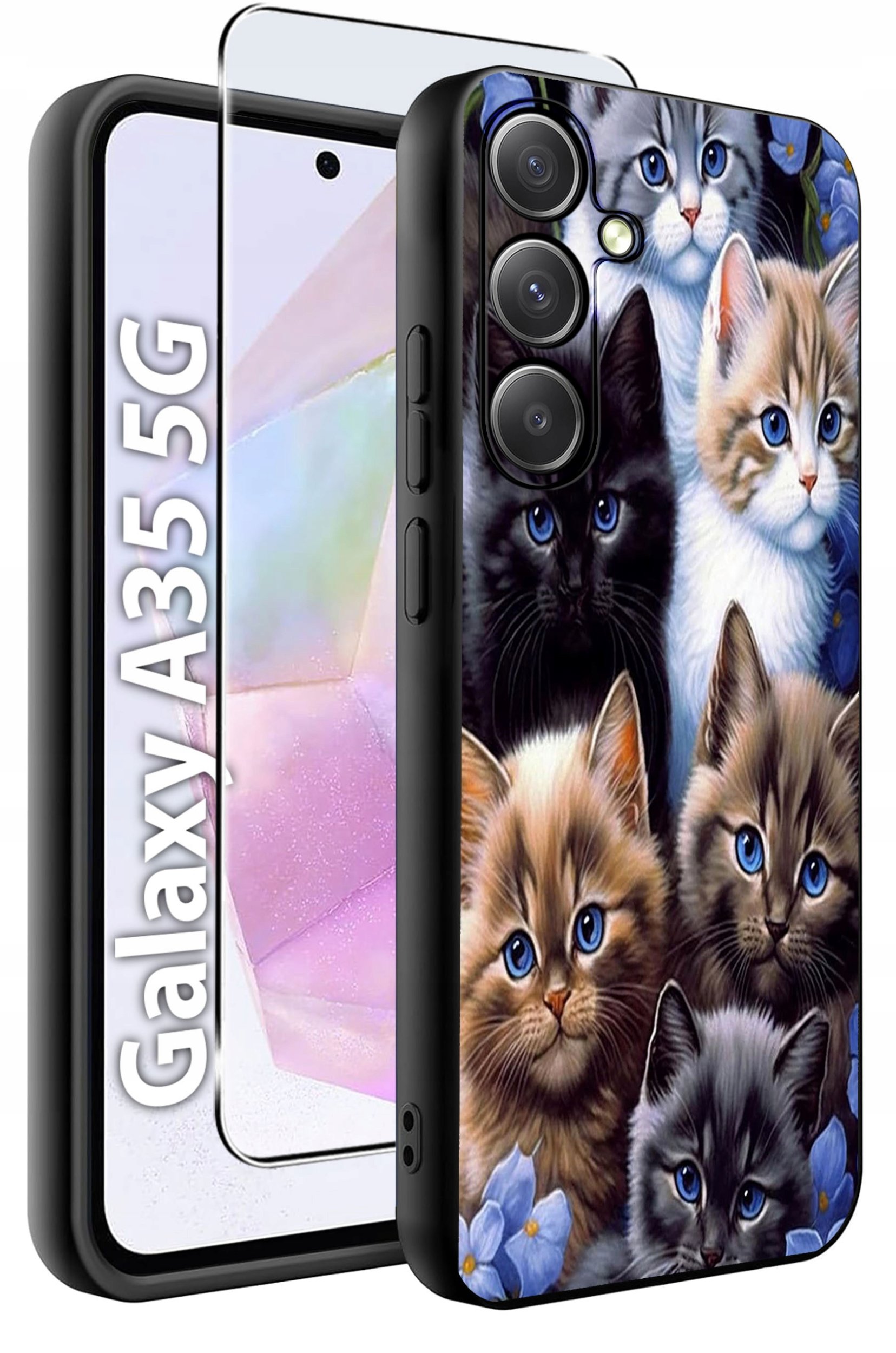 ETUI do Samsung A35 5G WZORY | SILIKONOWE MATT CASE + SZKŁO HARTOWANE 9H