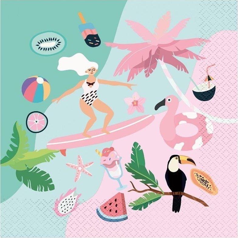 Serwetki Summer Let's Party surfing 33x33cm 20szt