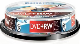 Philips DVD+RW 4.7 GB 4x 10 sztuk (DW4S4B10F/10)