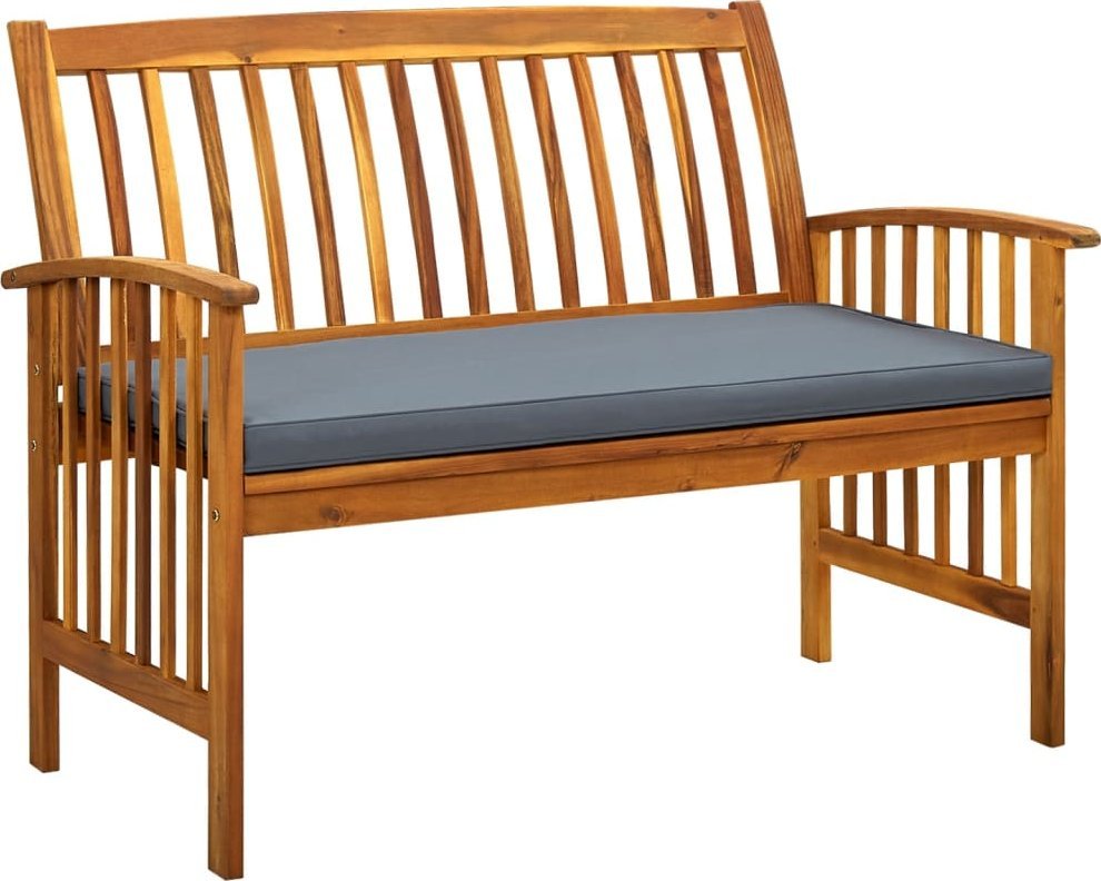 vidaXL Ławka ogrodowa z poduszką, 119 cm, lite drewno akacjowe