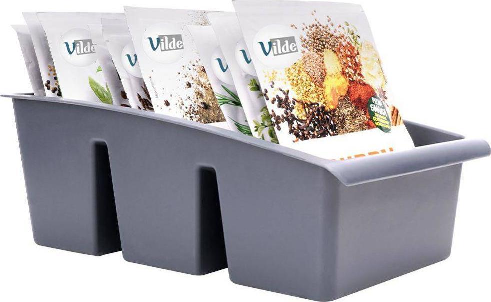 Vilde Organizer pojemnik kuchenny na przyprawy w torebkach zioła torebki dzielony szary