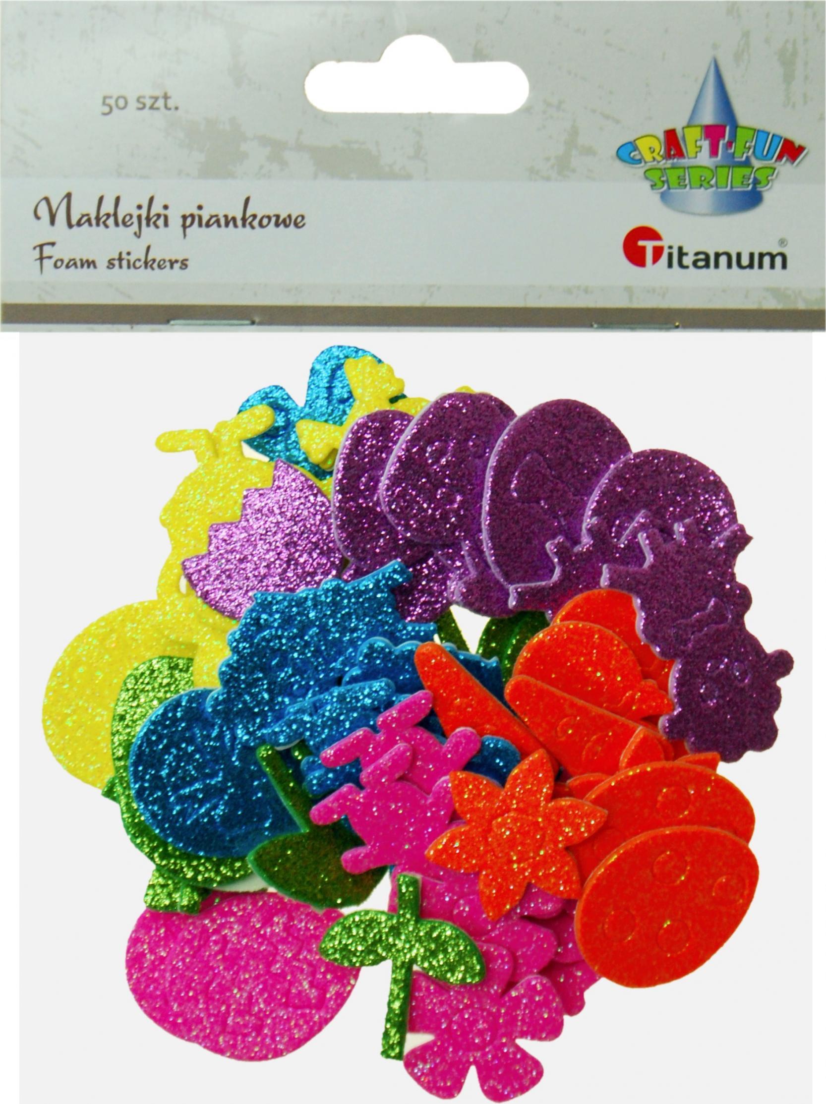 Titanum Naklejki piankowe brokatowe mix 50szt