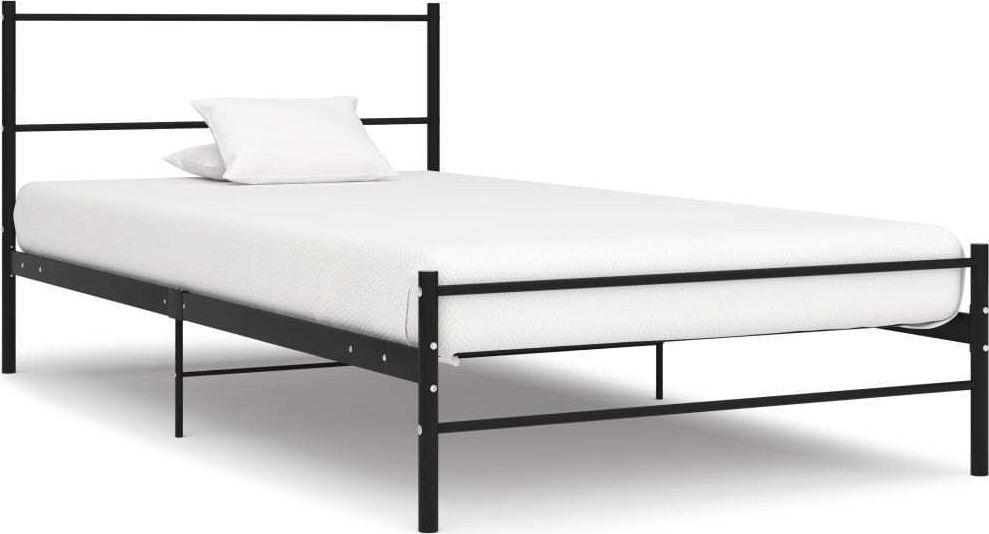 vidaXL Rama łóżka, czarna, metalowa, 100 x 200 cm