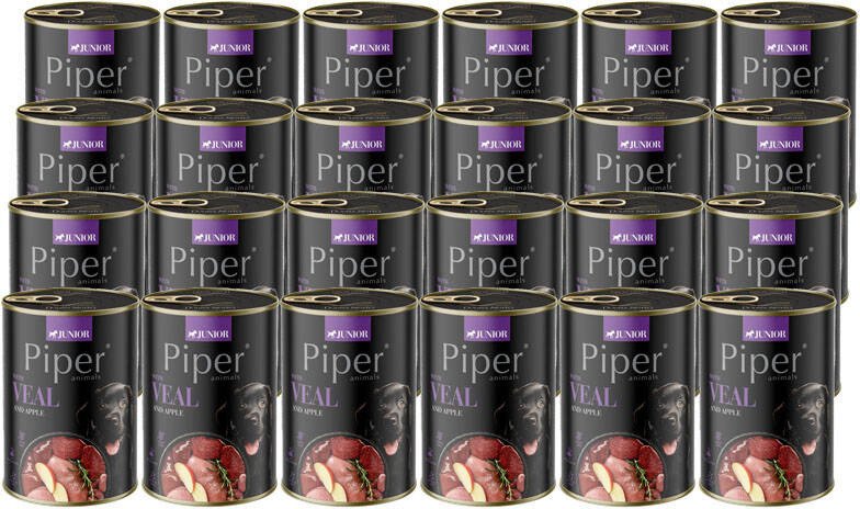 Piper Animals Junior Mokra karma dla psa z cielęciną i jabłkiem zestaw 24 x 400 g