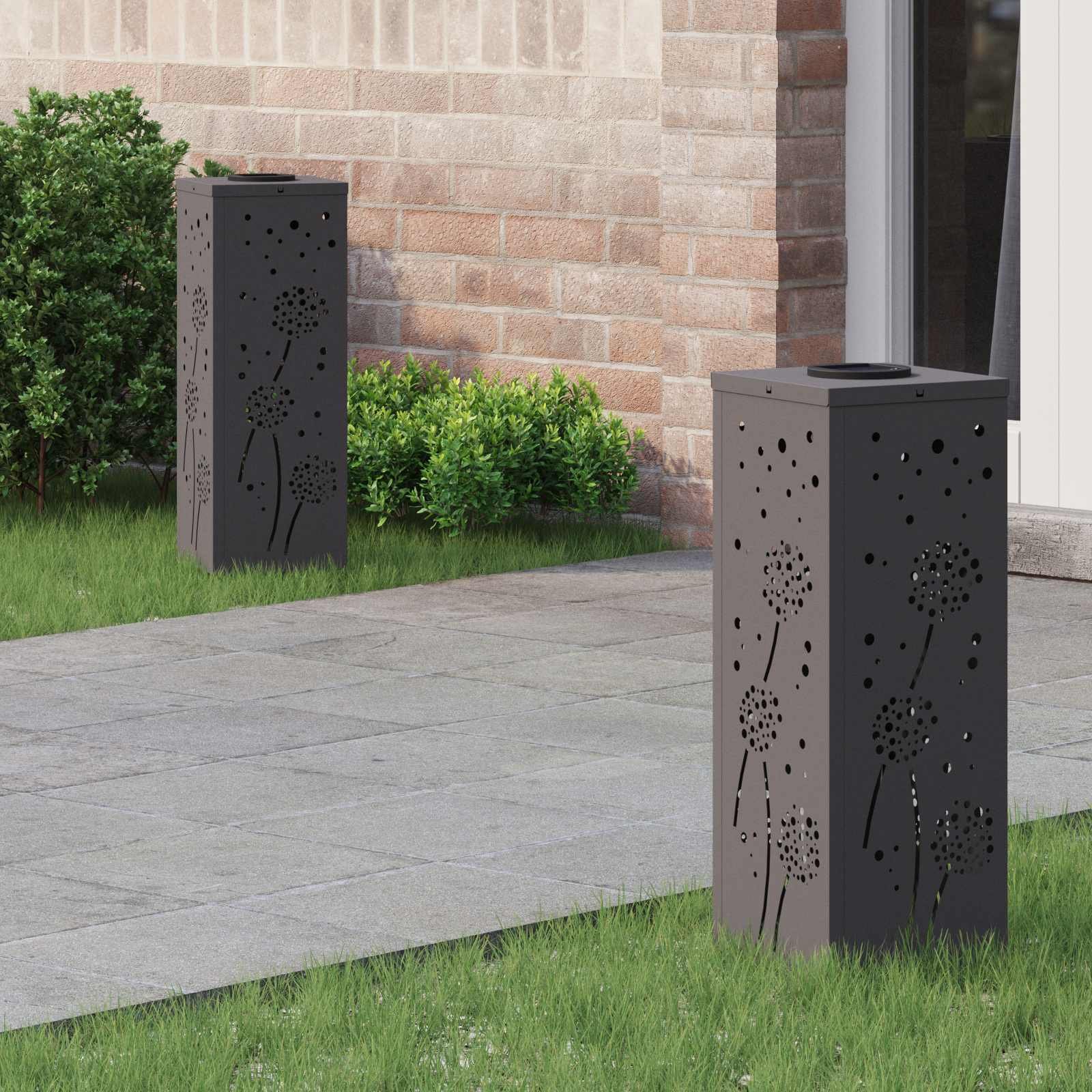 vidaXL Słoneczna LED lampa na ścieżkę 2 pcs Czarny