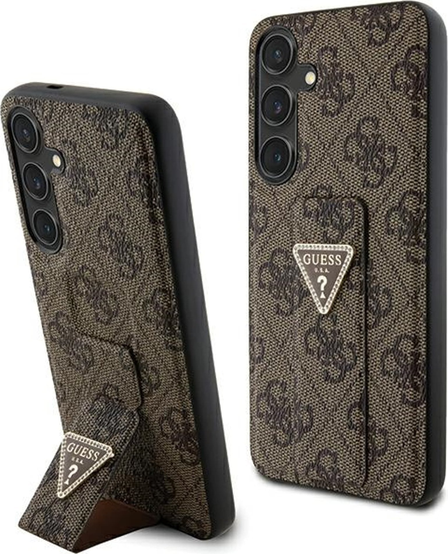 Guess Grip Stand 4G Triangle Strass Logo - Etui Samsung Galaxy S24 (brązowy)