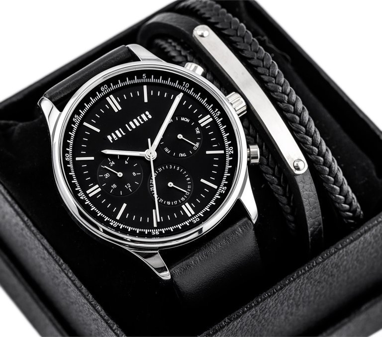 KOMPLET PREZENTOWY MĘSKI PAUL LORENS - Zegarek + Bransoletka (zg362e)