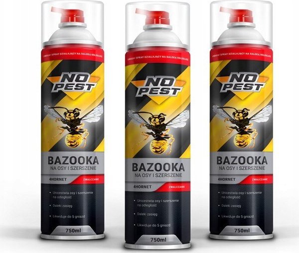 NO PEST 3x Środek na Osy i Szerszenie 750ml Spray Formuła Aerozol Oprysk Preparat na Osy Szerszenie Gniazda Os