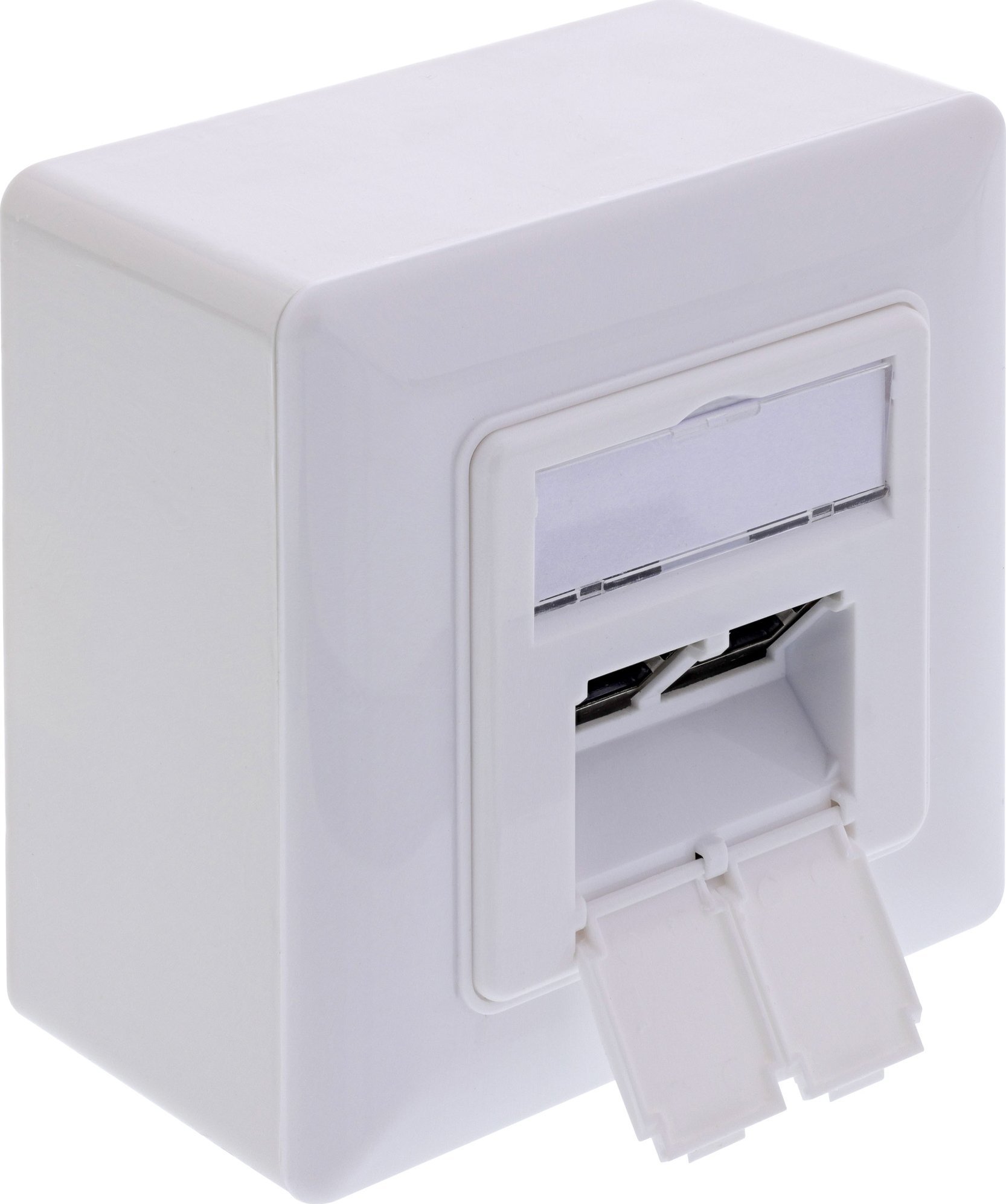 InLine® Cat.6A Anschlussdose, 2x RJ45 Buchse, RAL9010, weiß