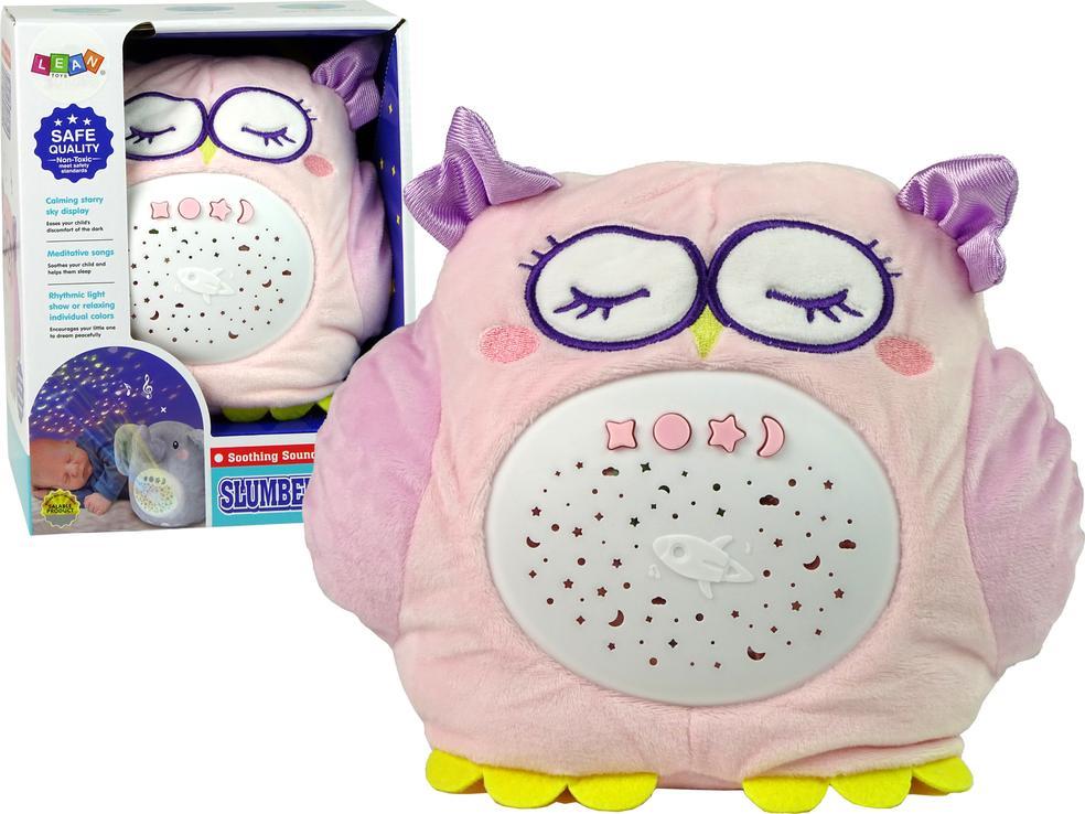 LeanToys Słodka Pluszowa Sówka Sowa Kolorowy Projektor Gwiazdki Melodia