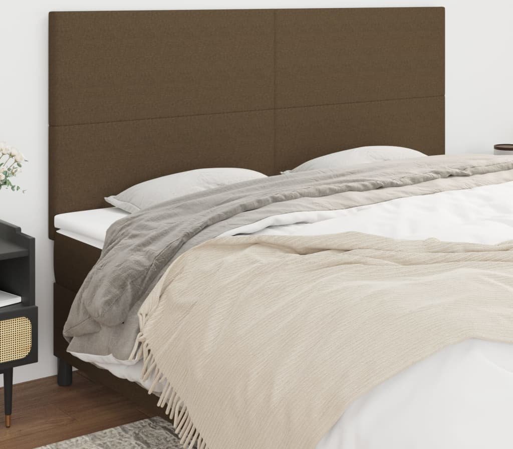 vidaXL vidaXL Zagłówki do łóżka, 4 szt., ciemnobrązowy, 80x5x78/88cm, tkanina