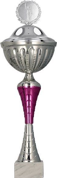 Victoria Sport Puchar metalowy srebrno - fioletowy z przykrywką