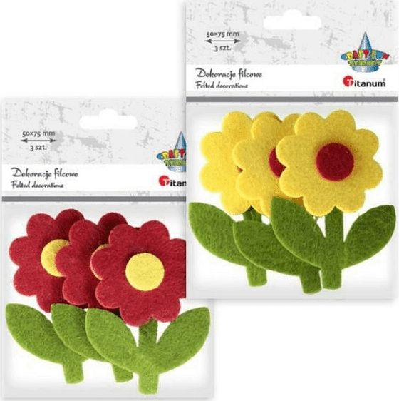Titanum Filcowe kwiatki z łodygą 3D mix 3szt