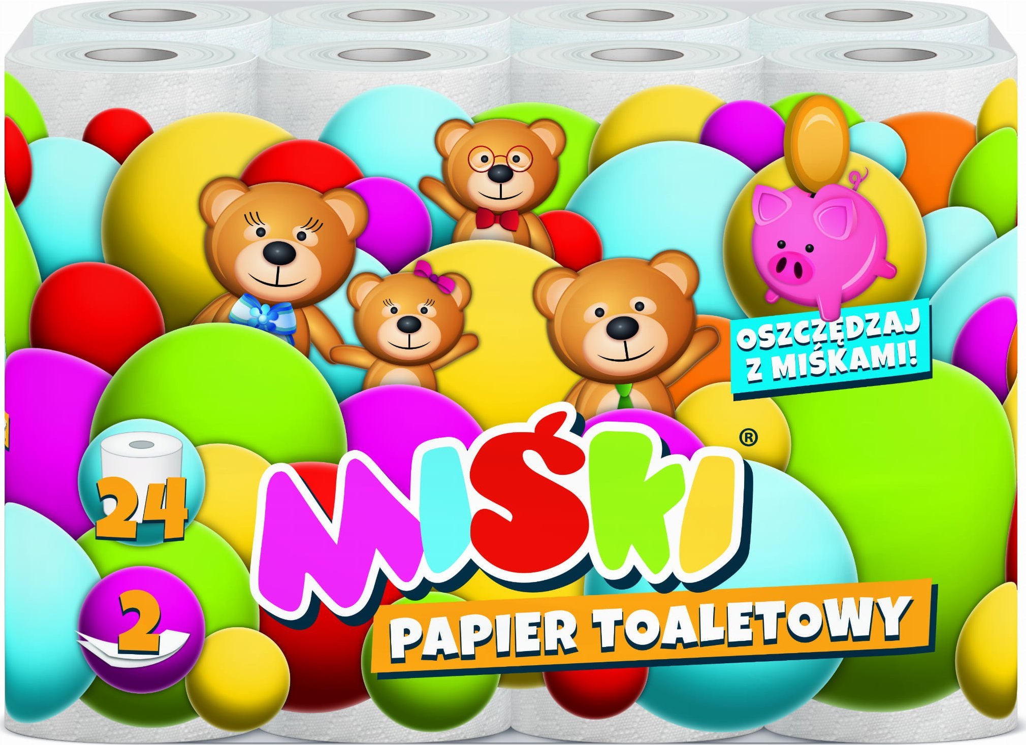 Miśki Papier toaletowy 24R MIŚKI 2W MIX - 24 Rolki