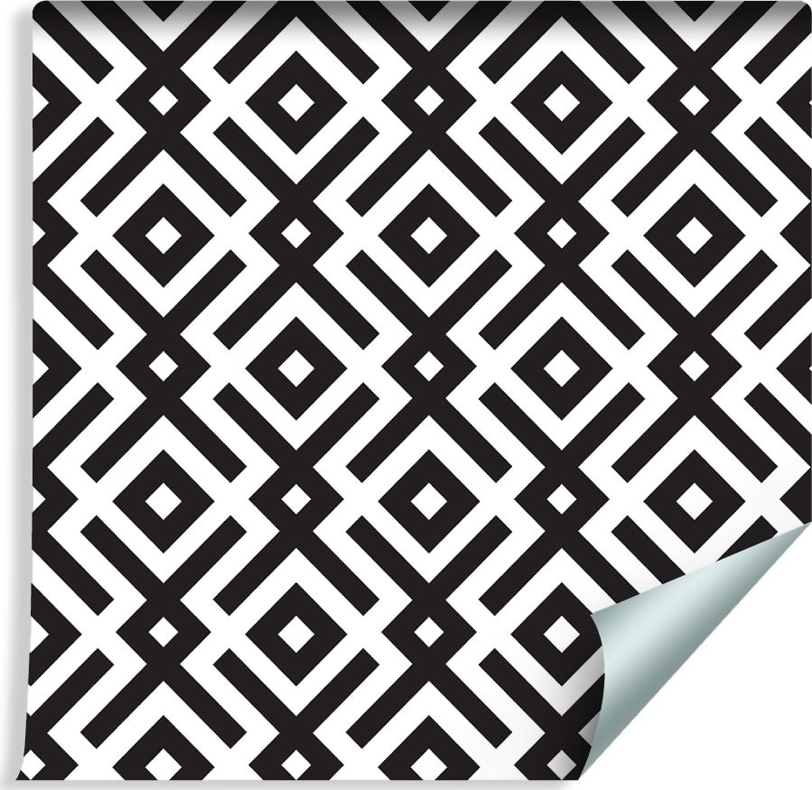 Muralo Tapeta Czarno - Biały Wzór Geometryczny