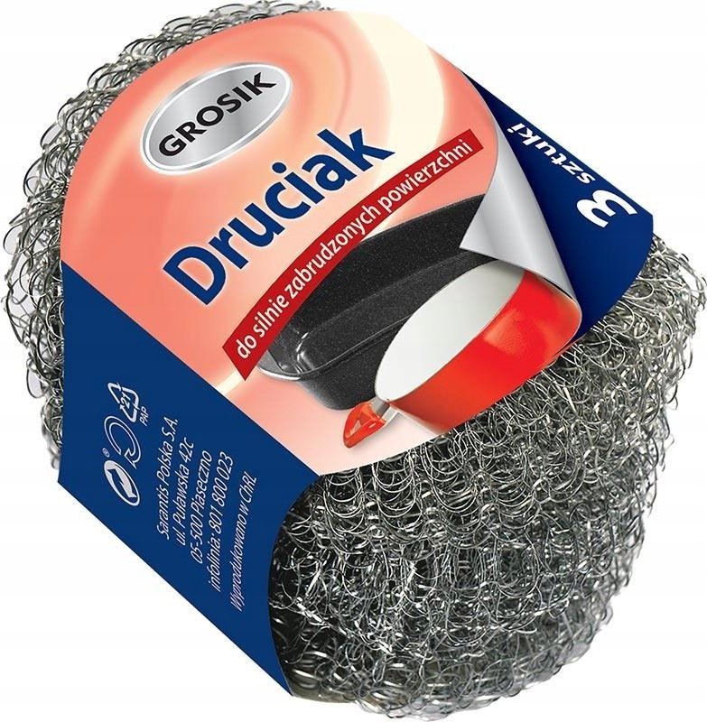 Grosik Grosik metalowy druciak spiralny 3szt srebrny