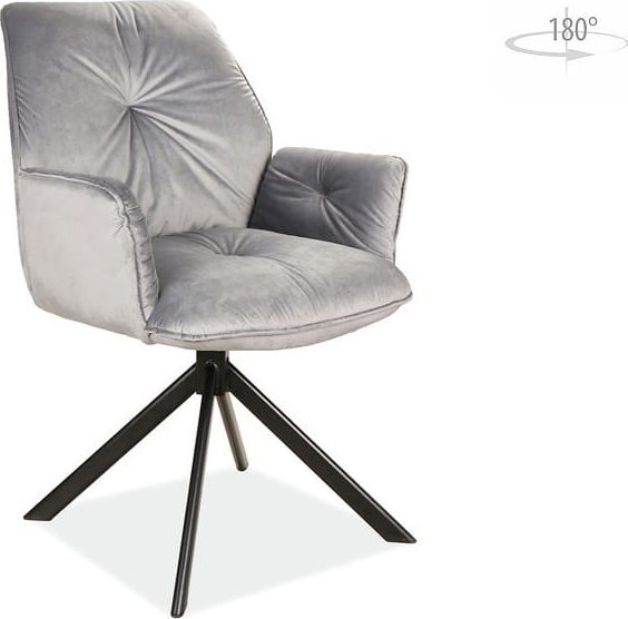 Signal Krzesło BOOGIE II VELVET szare z podłokietnikami SIGNAL