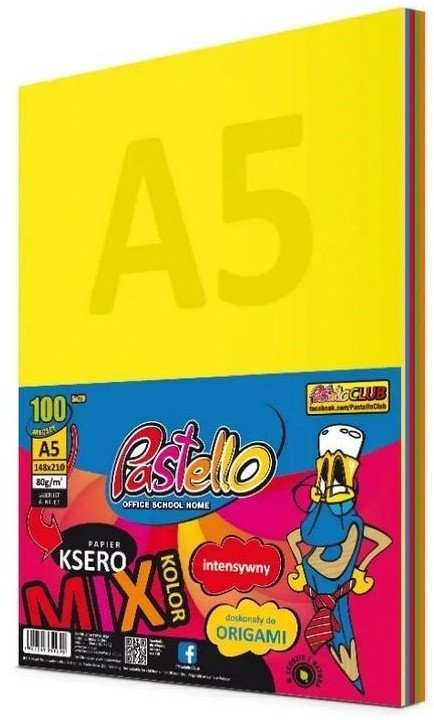 Papier ksero A5 80g 5 kolorów 100 arkuszy