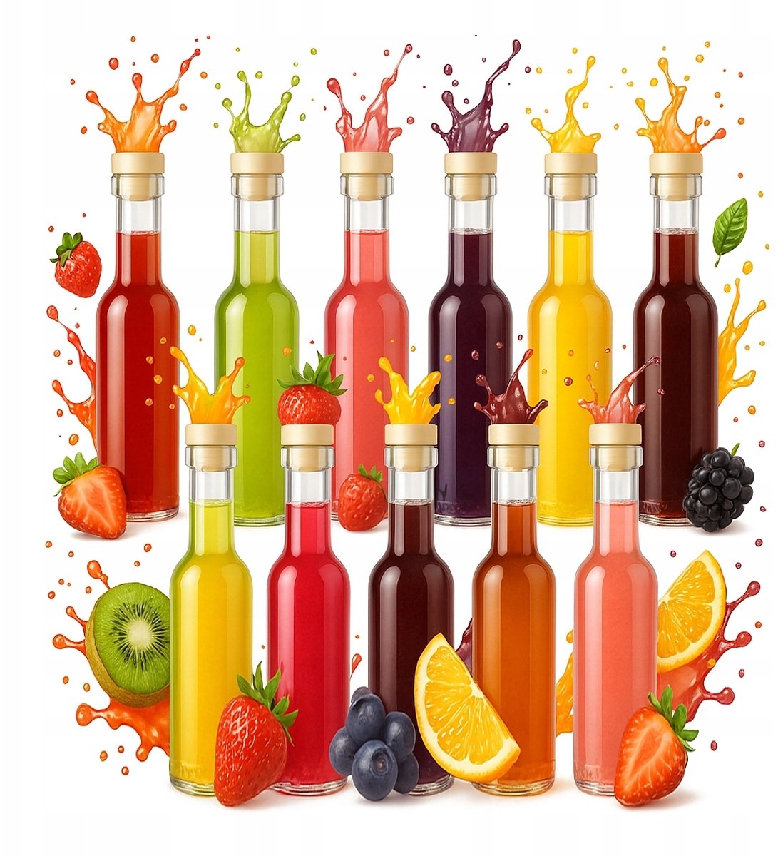 50x Butelki Szklane Futura 250 ml + Korek Na Nalewki Wino Likier Sok 250ml