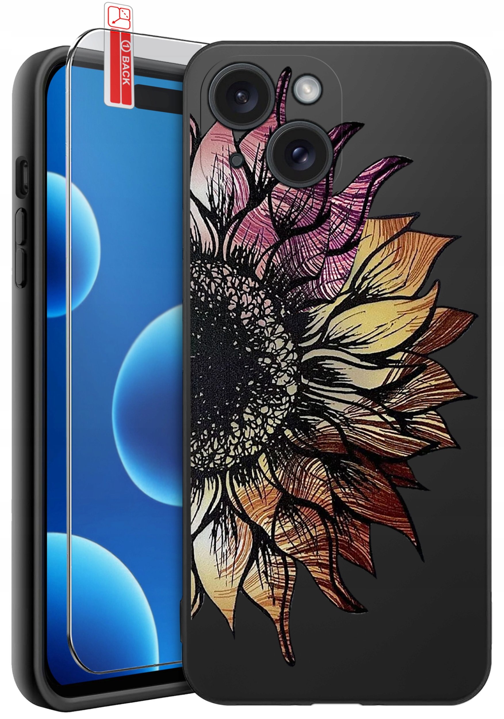 ETUI do iPhone 15 | WZORY | SILIKONOWE MATT CASE + SZKŁO 9H