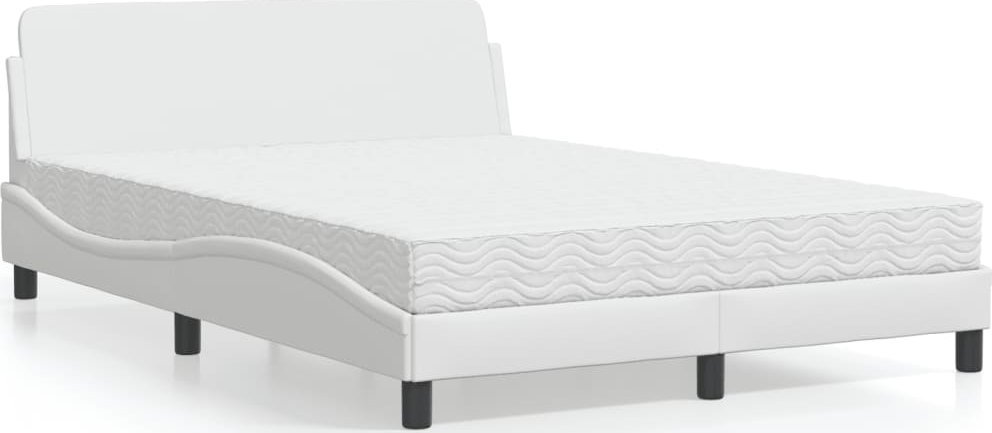 vidaXL Łóżko z materacem, białe, 140x200 cm, sztuczna skóra