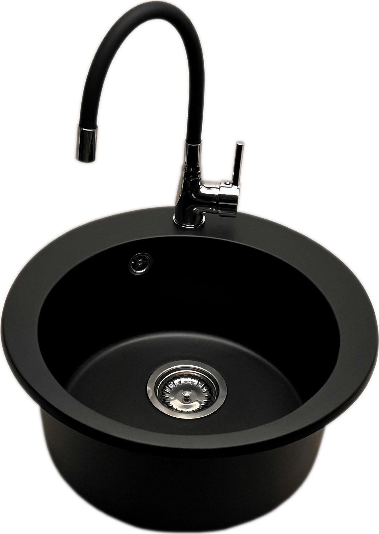 Zlewozmywak PREHNIT Zlewozmywak jednokomorowy VIVA czarny + bateria flex