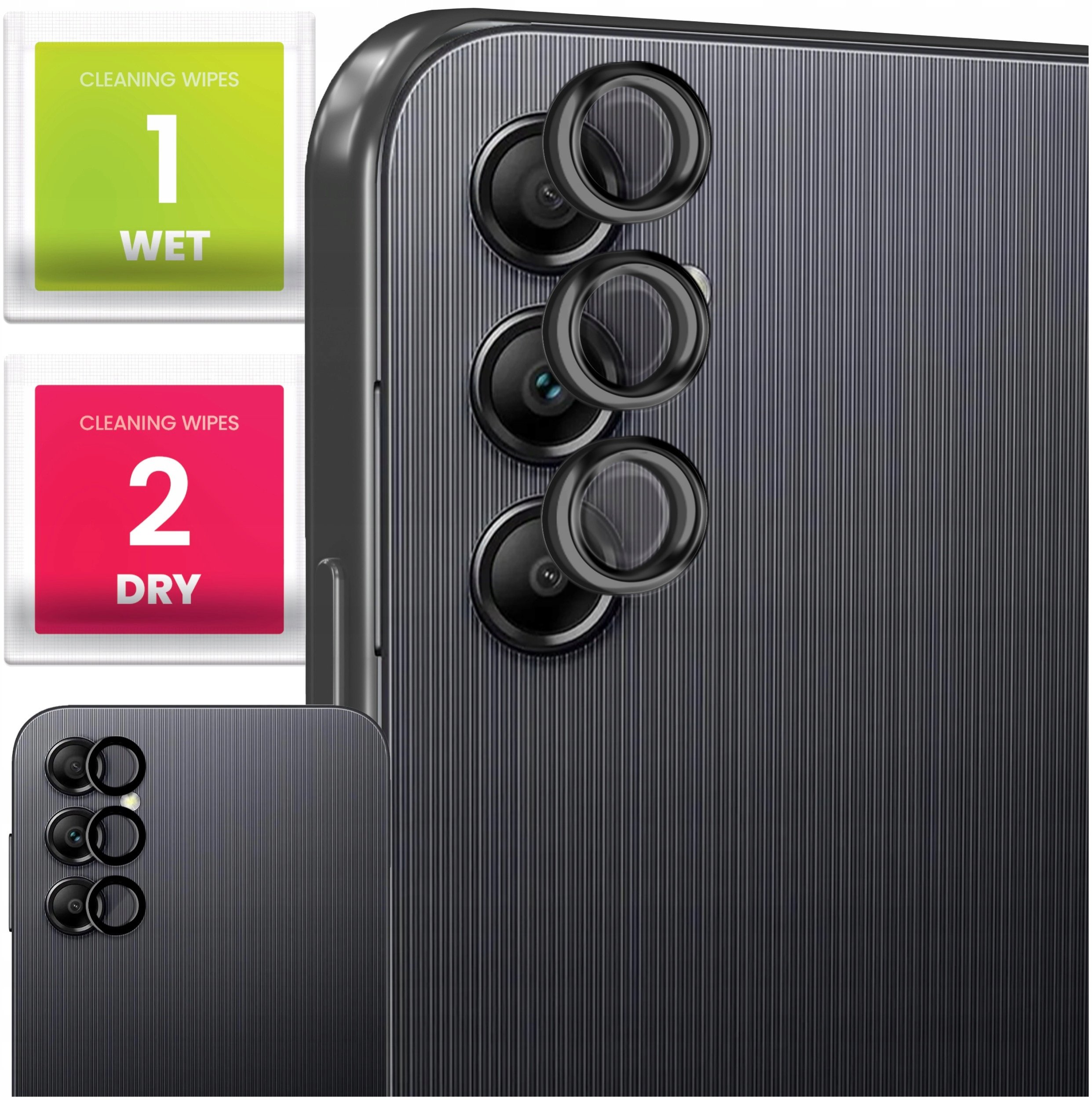 3x Szkło Na Aparat Do Samsung Galaxy A14 / A24 / A34 (Na Obiektywy, Czarne)