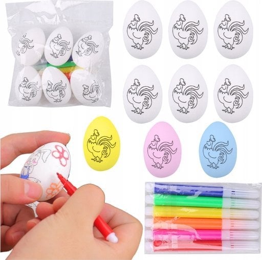 Jajka Wielkanocne Styropianowe Do Malowania Pisaki Flamastry Koguty 6szt