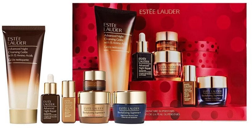 Este Lauder Skincare Superstars zestaw żel oczyszczający 100ml + krem-żel pod oczy 5ml + serum łagodzące 5ml + serum
