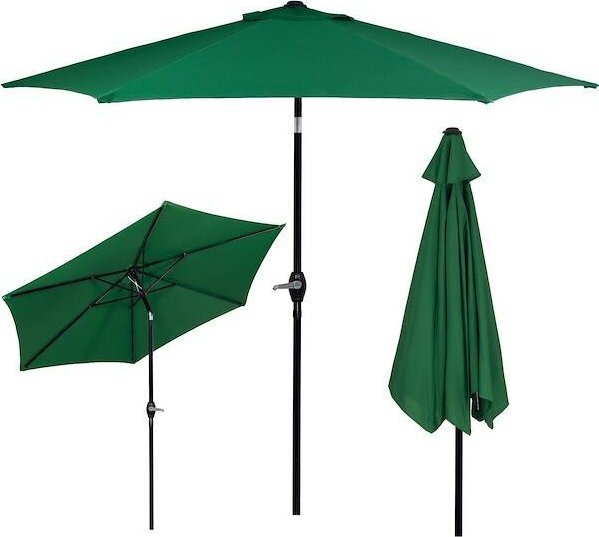 Springos Parasol ogrodowy łamany 260 cm duży z korbką, na balkon, taras ciemnozielony UNIWERSALNY