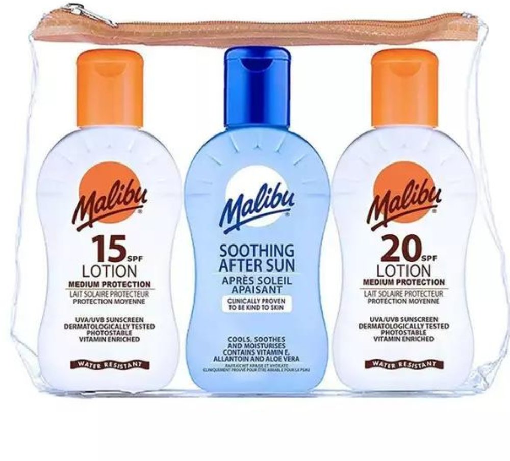 Malibu Travel Pack Balsamy Do Opalania SPF15 SPF20 + Balsam Po Opalaniu