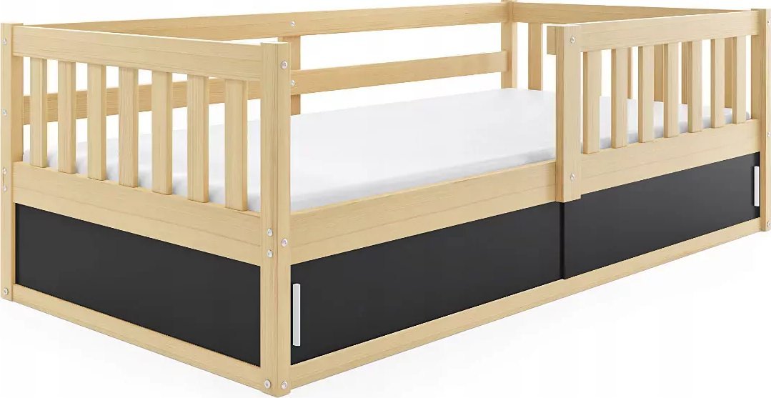Elior Sosnowe łóżko dziecięce z barierkami - Apio