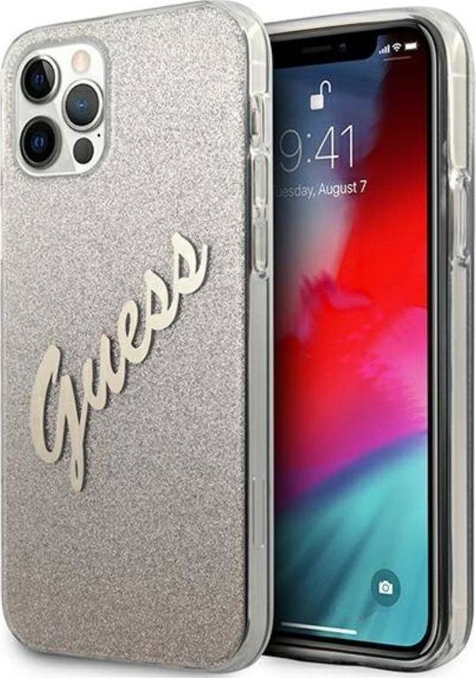 Guess Etui Guess GUHCP12LPCUGLSGO Apple iPhone 12 Pro Max złoty/gold hardcase Glitter Gradient Script